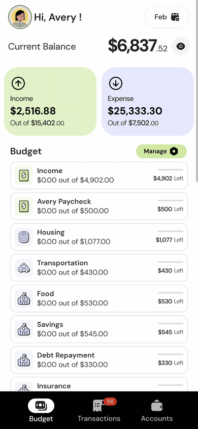 Browsing previous months in Budget History