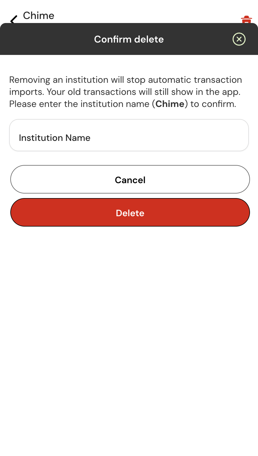 Account Delete Confirmation